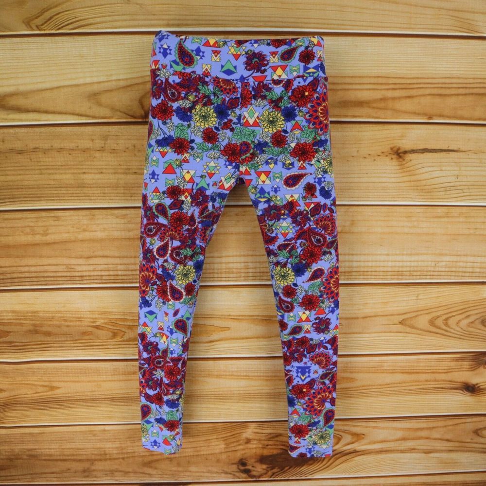 LuLaRoe Ankle Leggings Womens Size One‎ Size Multicolor Floral Poly Blend Soft